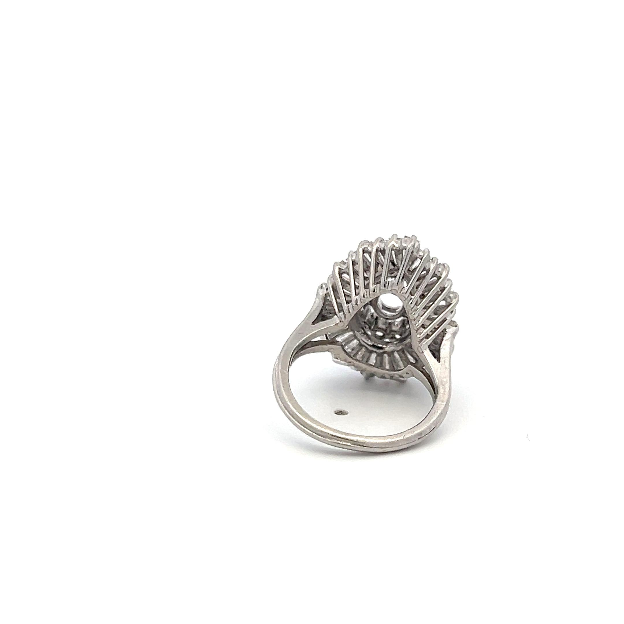 Platinum Semi Mount Ring with 2.16 Carat I-SI Diamonds Fits 8.65x5.25mm 0.85ct++