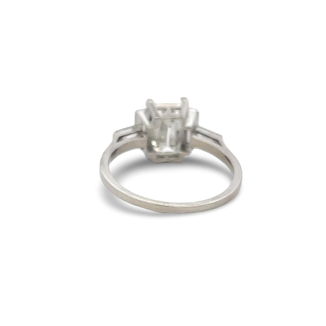 Platinum Engagement Ring with 2.33 Carat Baguette Shaped Diamonds I I1 GIA