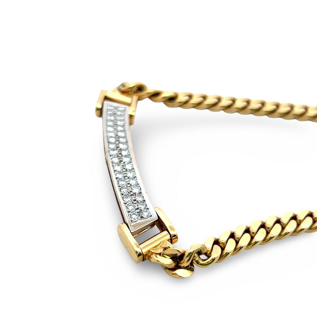 18K Yellow Gold Choker Necklace with 1.3 Carat Round  I VS Diamonds 15 Inches