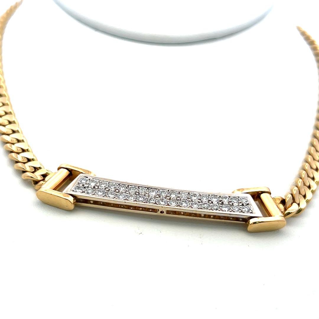18K Yellow Gold Choker Necklace with 1.3 Carat Round  I VS Diamonds 15 Inches