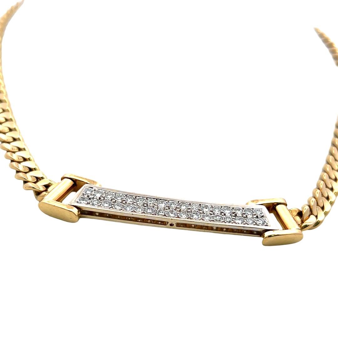 18K Yellow Gold Choker Necklace with 1.3 Carat Round  I VS Diamonds 15 Inches