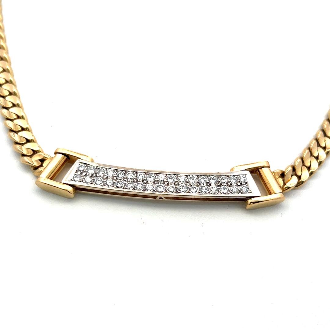 18K Yellow Gold Choker Necklace with 1.3 Carat Round  I VS Diamonds 15 Inches