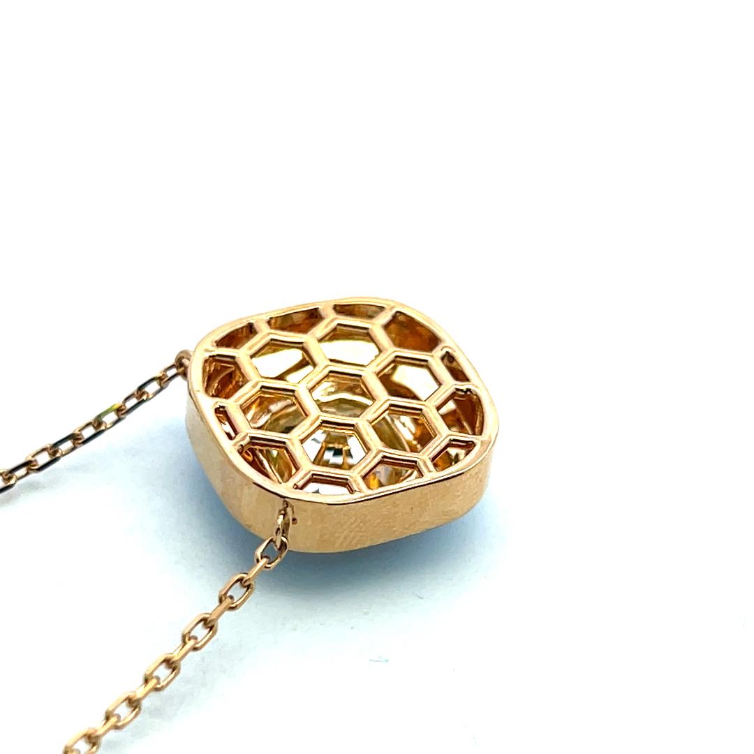 18K Yellow Gold Pendant Necklace with 2.59 Carat Cushion Diamonds FY SI2 GIA