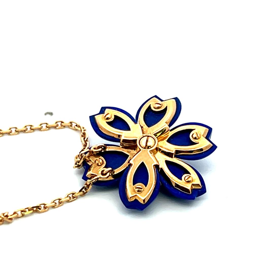 Van Cleef & Arpels 18K YG Pendant Necklace with 0.1 Carat Diamond & Lapis Lazuli