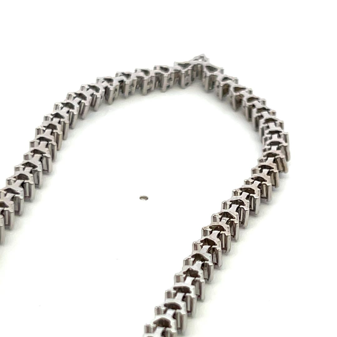 Vintage 18K White Gold Link Necklace with 8 Carat Round H-SI Diamonds