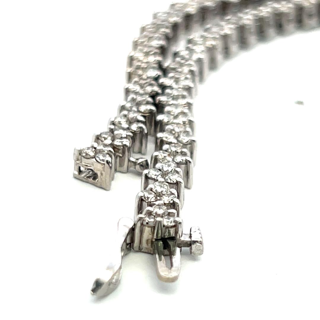 Vintage 18K White Gold Link Necklace with 8 Carat Round H-SI Diamonds
