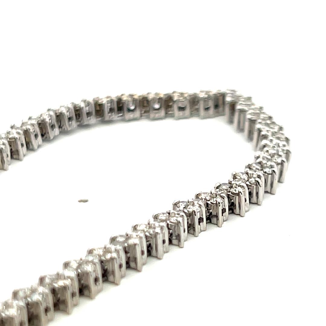 Vintage 18K White Gold Link Necklace with 8 Carat Round H-SI Diamonds
