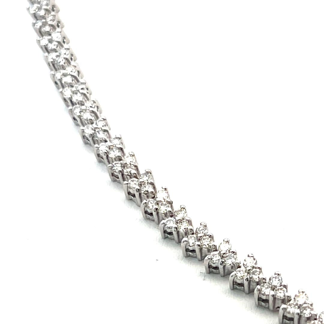 Vintage 18K White Gold Link Necklace with 8 Carat Round H-SI Diamonds