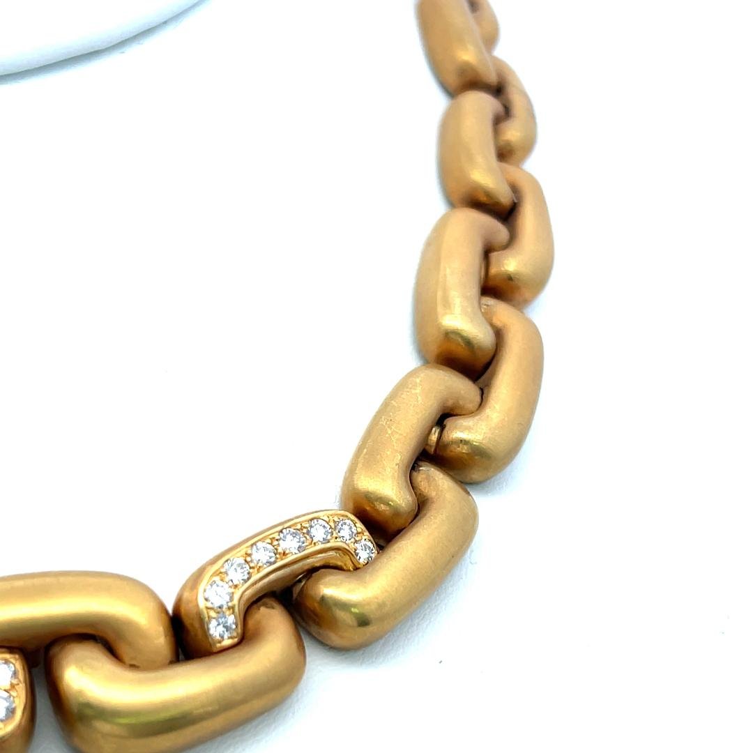 Marlene Stowe 18K Yellow Gold Link Necklace with 1.5 Carat Round G VS Diamonds