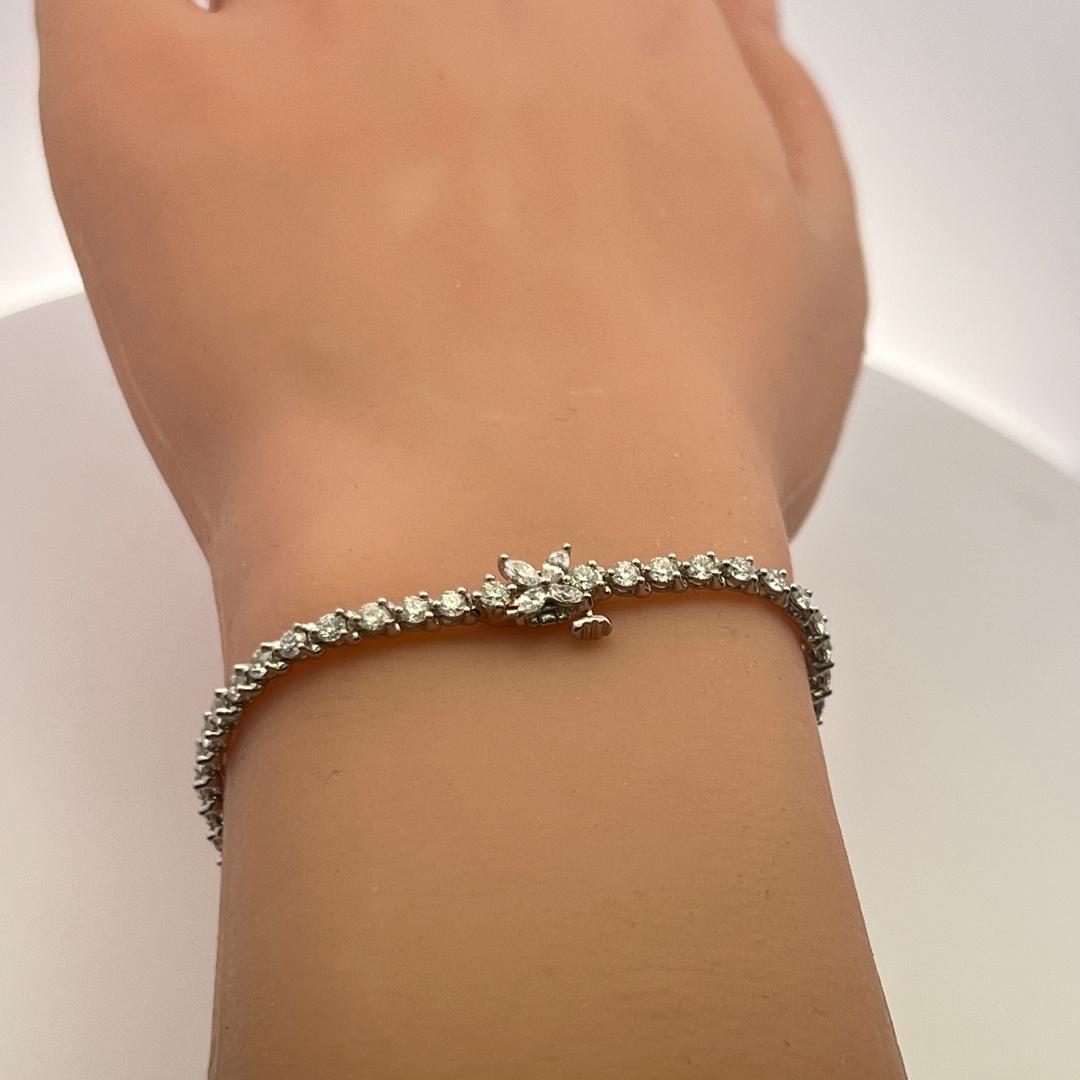 Tiffany & Co Platinum Link Bracelet with Round & Marquis 3.08 Carat Diamonds