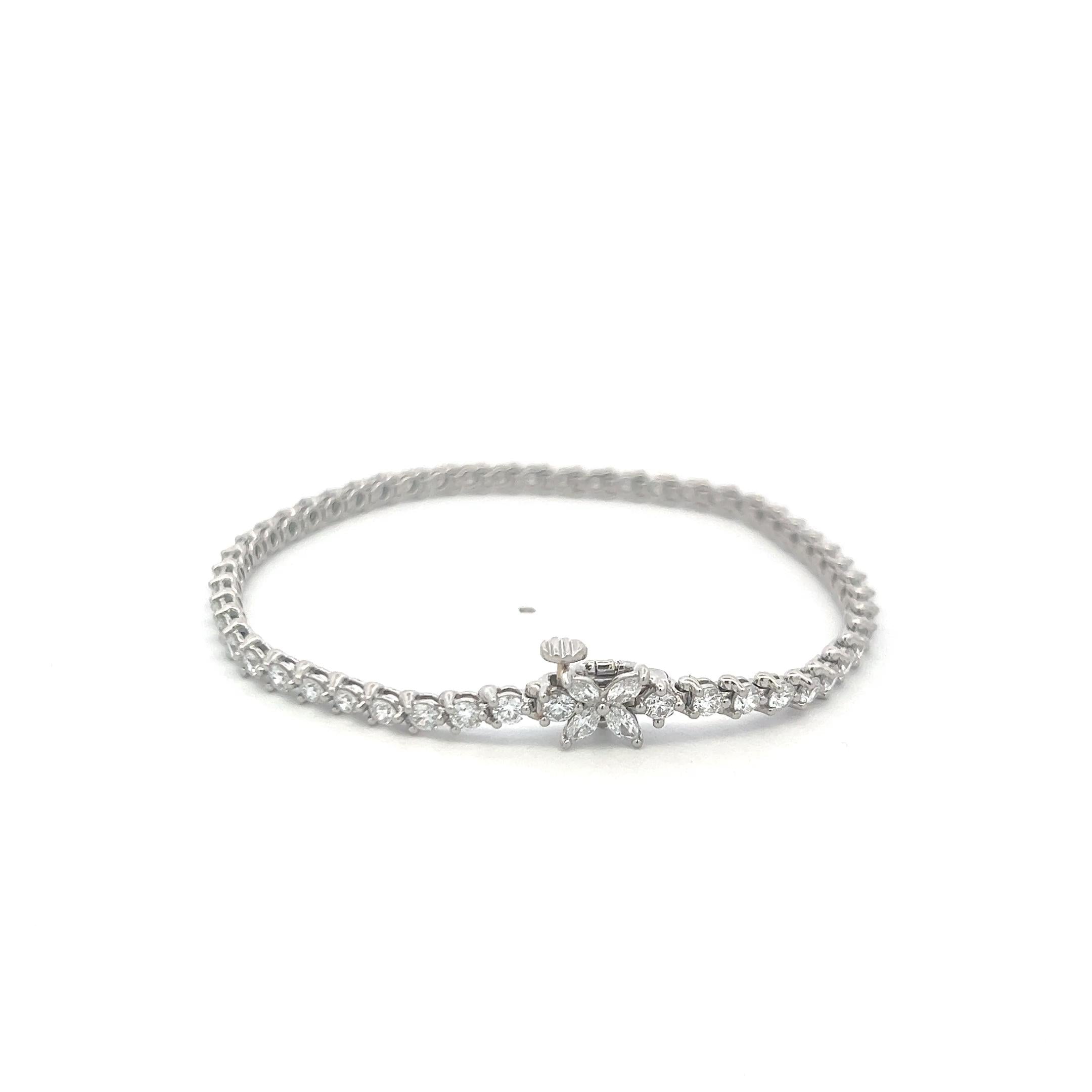 Tiffany & Co Platinum Link Bracelet with Round & Marquis 3.08 Carat Diamonds