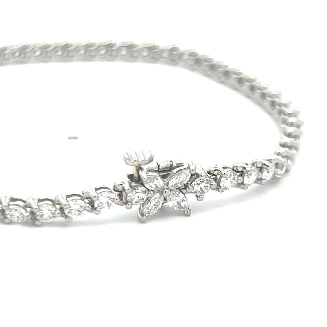 Tiffany & Co Platinum Link Bracelet with Round & Marquis 3.08 Carat Diamonds