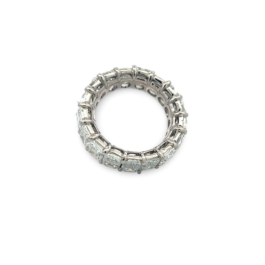 Platinum Eternity Band Ring 10.34ct Emerald Cut Diamonds Size 6 E VS1/VS2 GIA