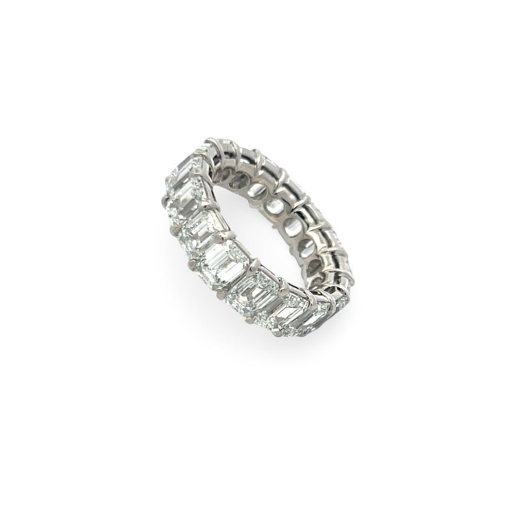 Platinum Eternity Band Ring 10.34ct Emerald Cut Diamonds Size 6 E VS1/VS2 GIA