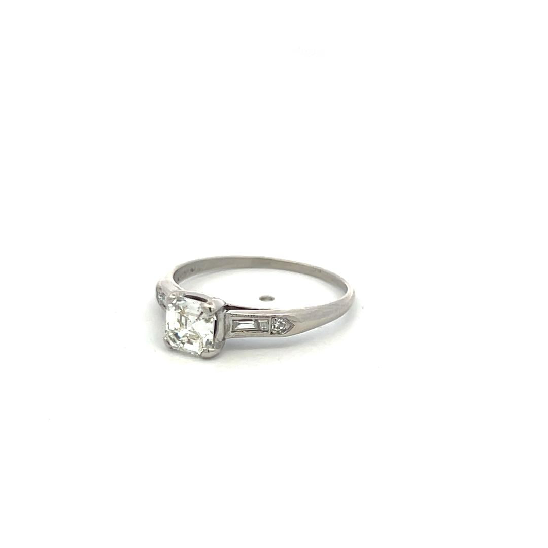 Vintage Platinum Engagement Ring with 0.75 Carat GIA Diamonds Size 6.75