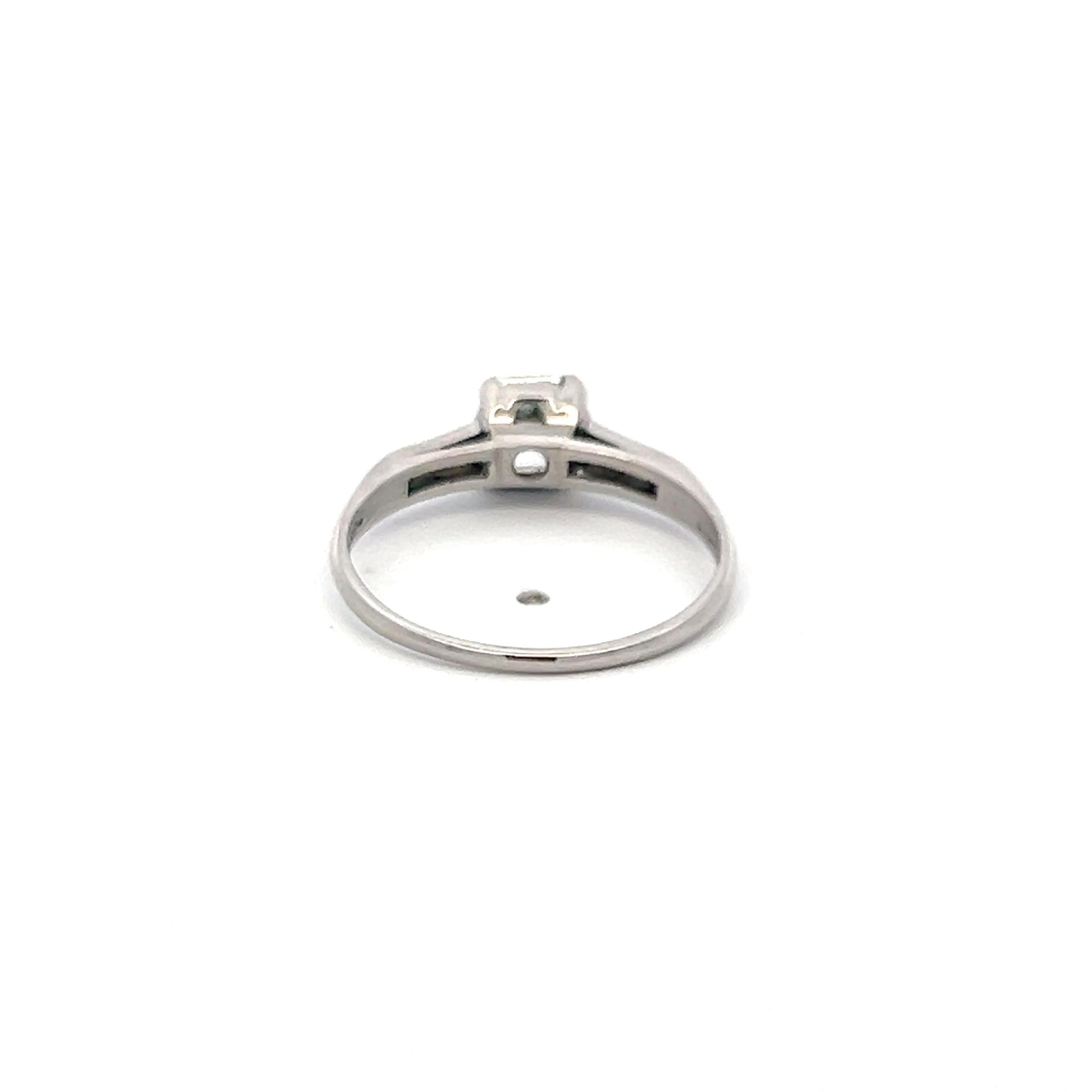 Vintage Platinum Engagement Ring with 0.75 Carat GIA Diamonds Size 6.75