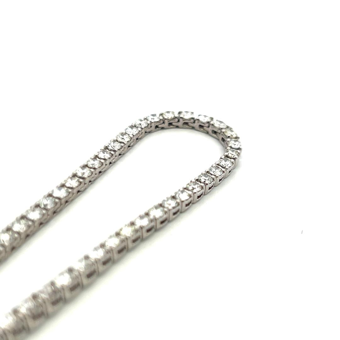 18K White Gold Tennis Necklace with 9.72 Carat Round G-VS Diamonds