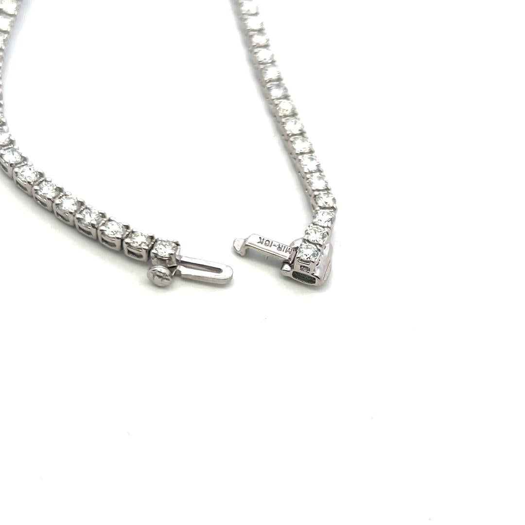 18K White Gold Tennis Necklace with 9.72 Carat Round G-VS Diamonds