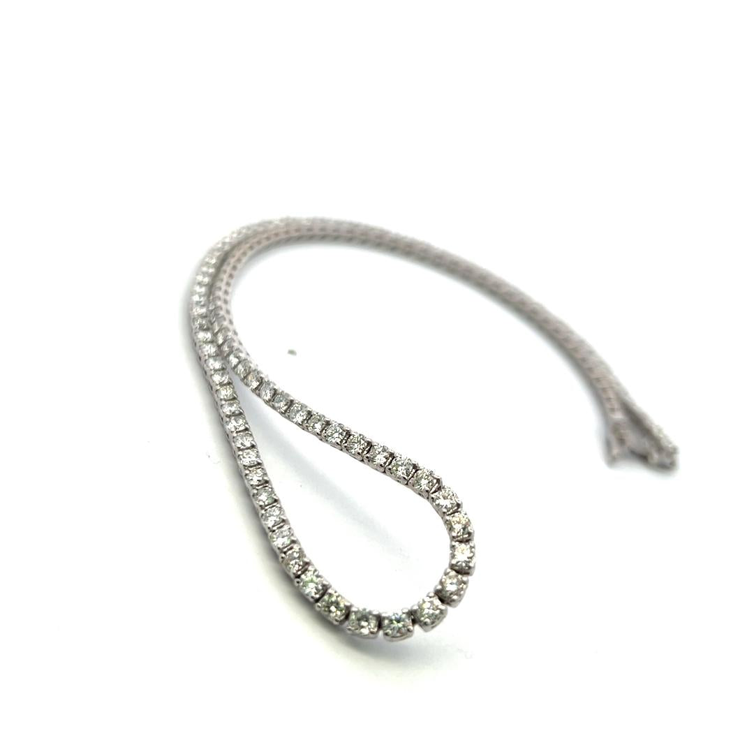 18K White Gold Tennis Necklace with 9.72 Carat Round G-VS Diamonds