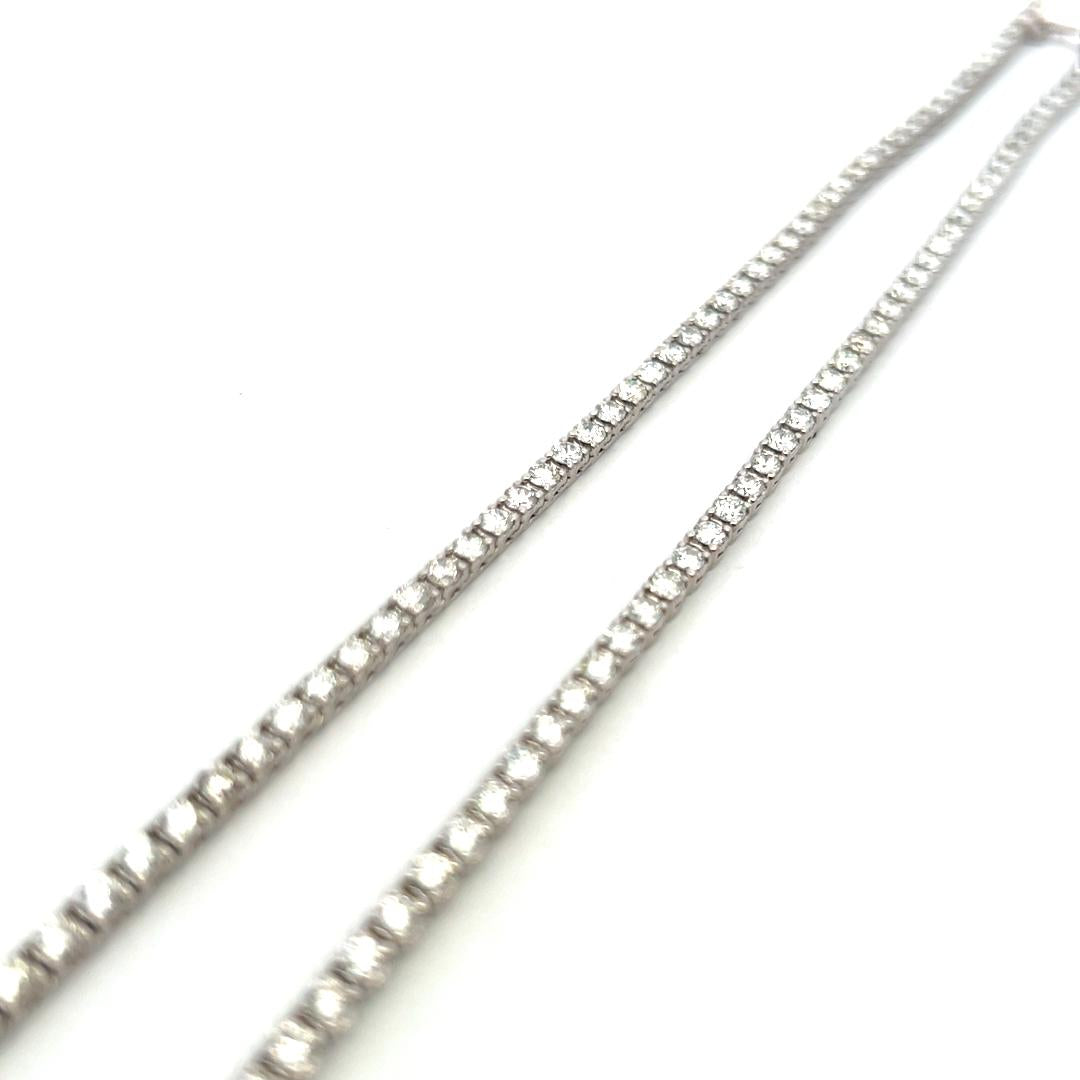 18K White Gold Tennis Necklace with 9.72 Carat Round G-VS Diamonds