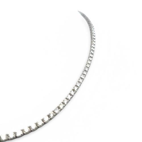 18K White Gold Tennis Necklace with 9.72 Carat Round G-VS Diamonds