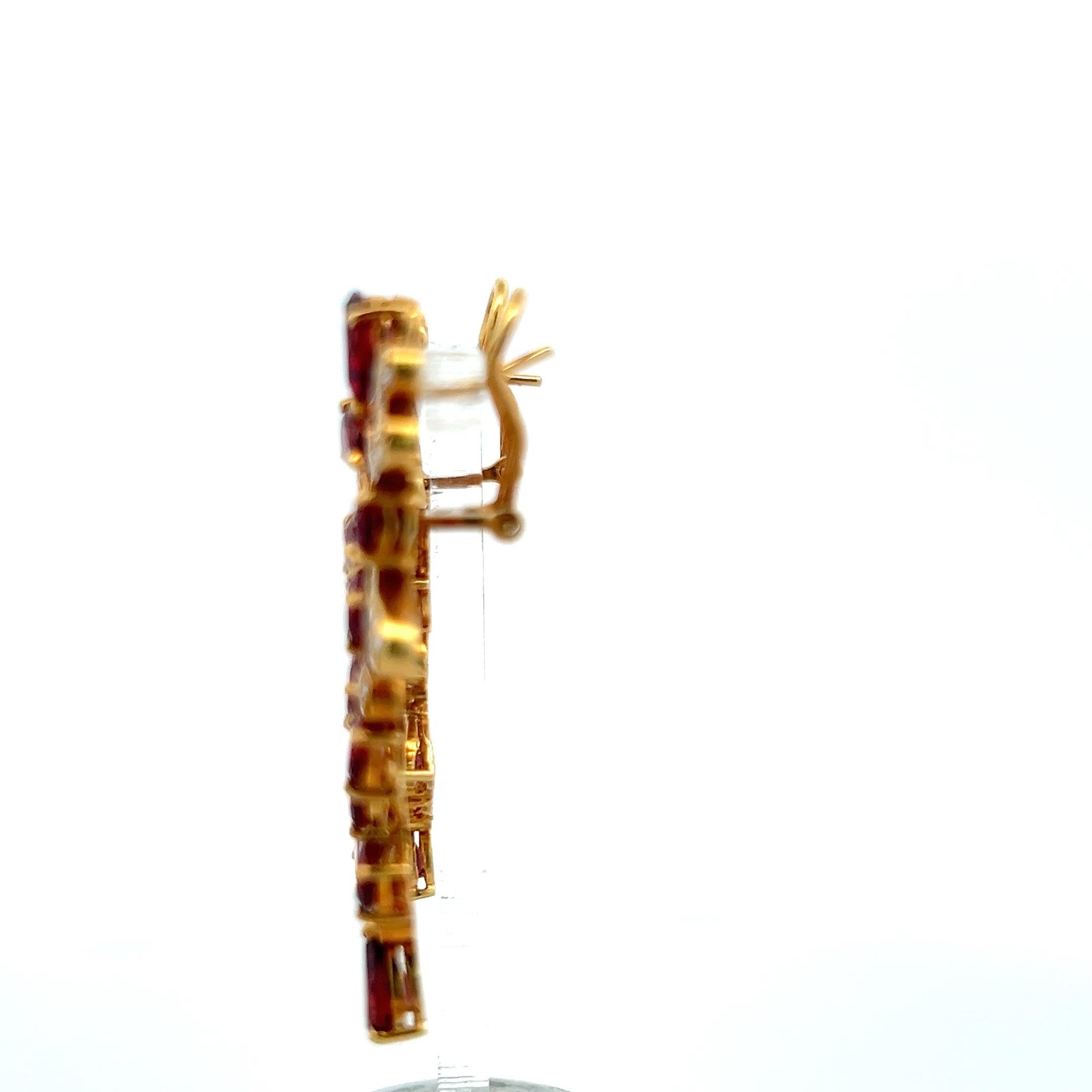 18K YG Dangling Earrings with 1.52 Carat Round Diamonds & 7.5 Carat Garnet