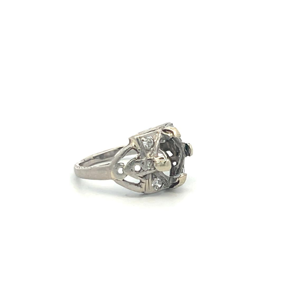 Vintage Platinum Semi Mount Ring with 0.08 Carat Diamond Fits 5.6x6.5mm 0.84ct++