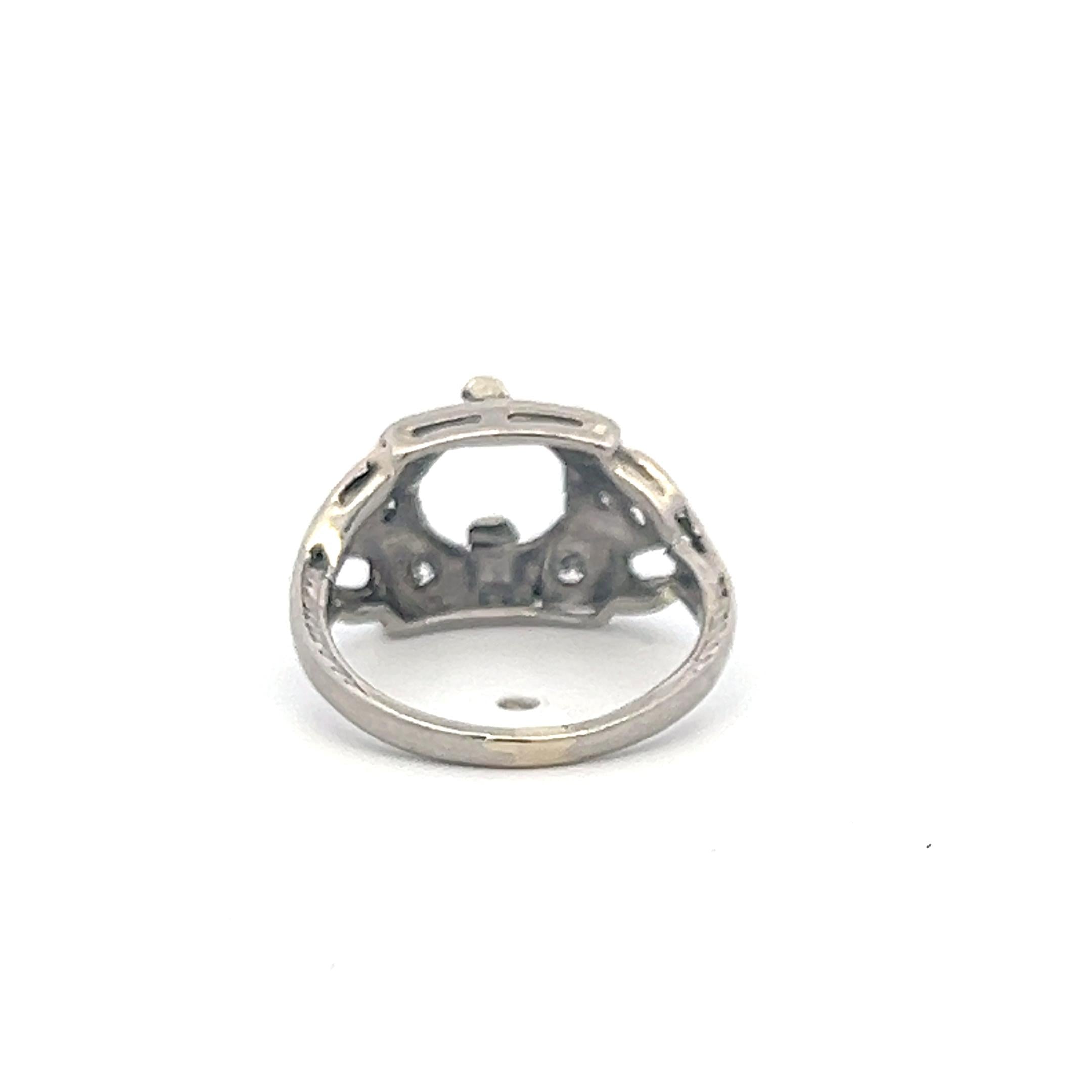 Vintage Platinum Semi Mount Ring with 0.08 Carat Diamond Fits 5.6x6.5mm 0.84ct++