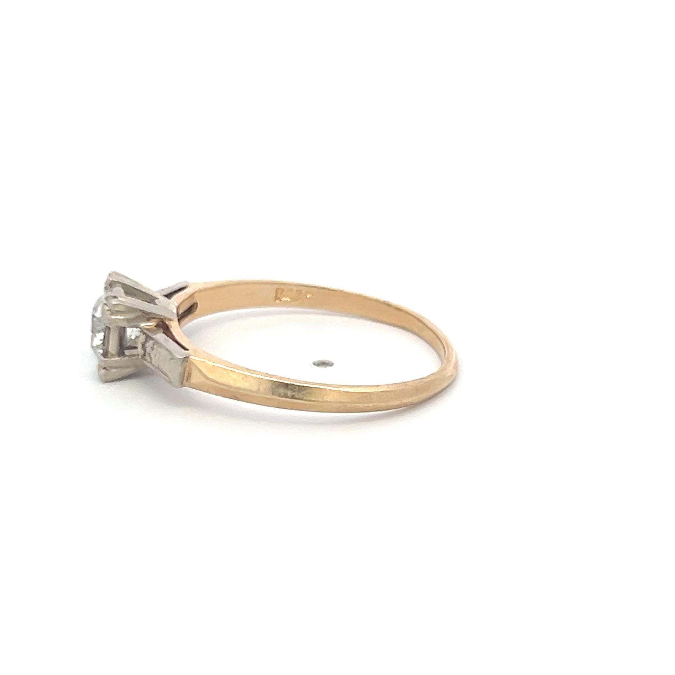 14K WG Engagement Ring with 0.70 Carat Old European Cut Diamond E-SI Size 10