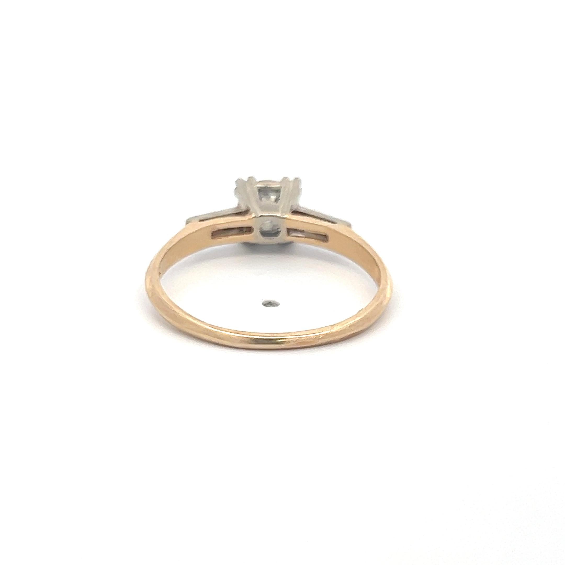 14K WG Engagement Ring with 0.70 Carat Old European Cut Diamond E-SI Size 10