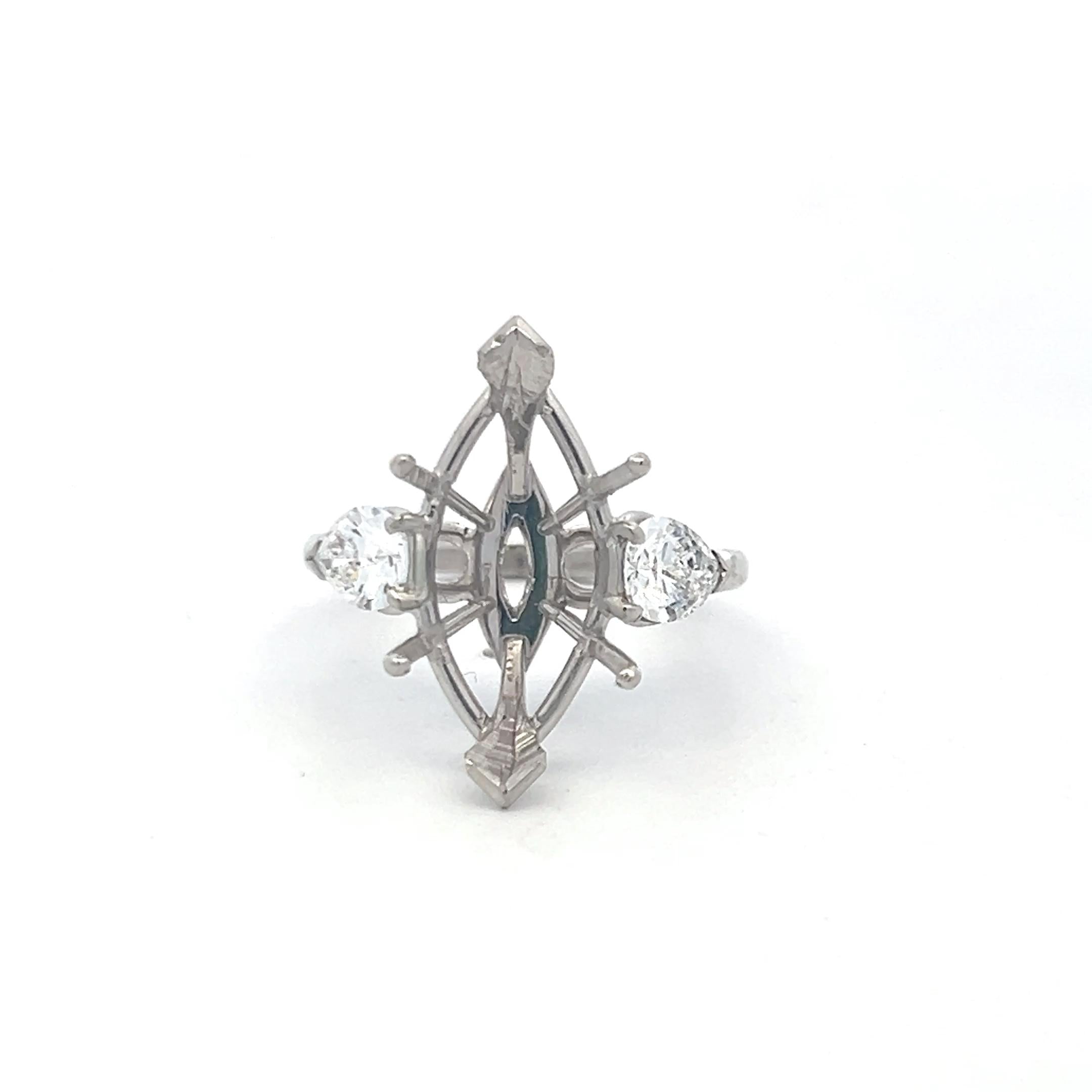 Platinum Semi Mount Ring with 0.94 Carat Pear Diamond Fits 17.3x8.9mm 5.50ct++