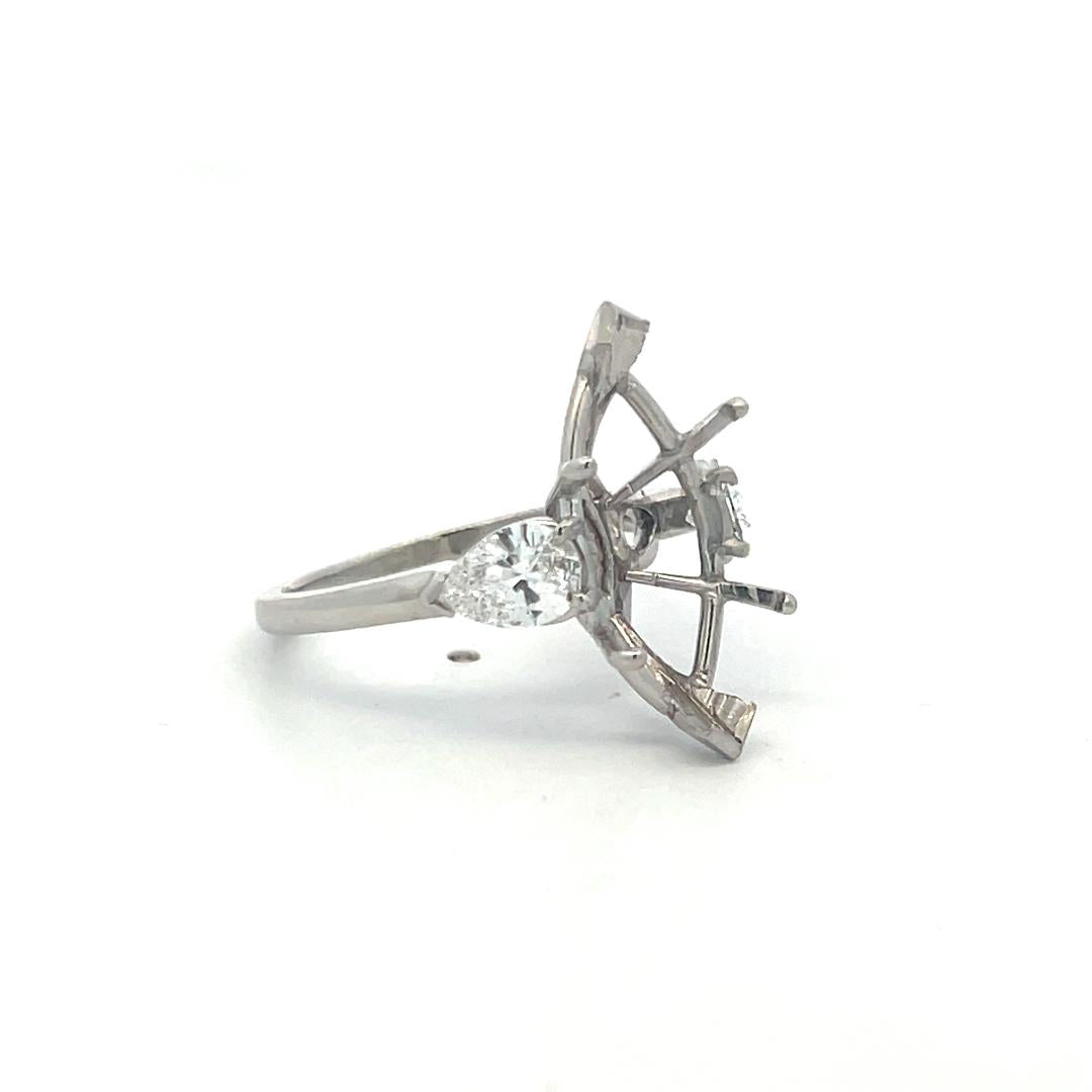 Platinum Semi Mount Ring with 0.94 Carat Pear Diamond Fits 17.3x8.9mm 5.50ct++