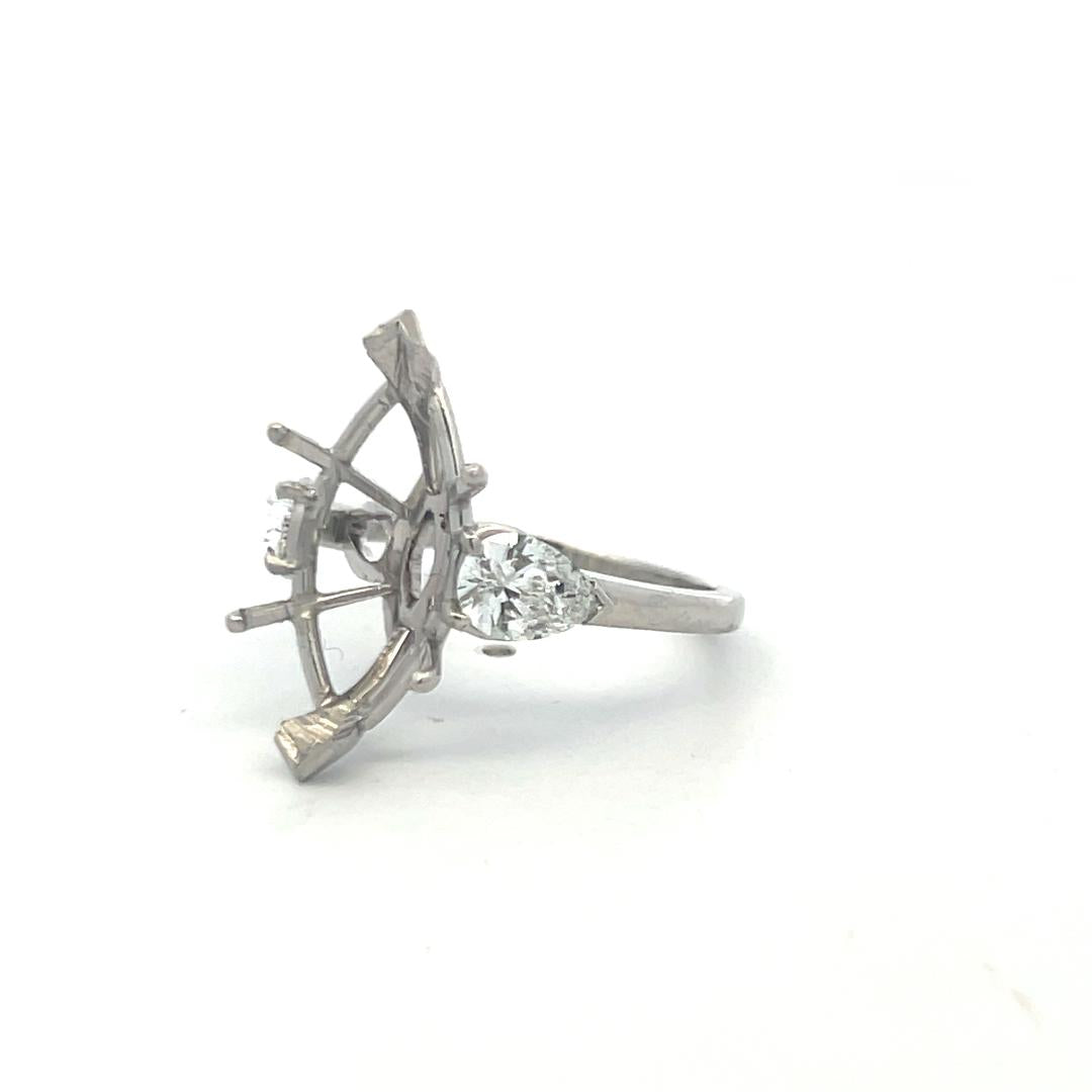 Platinum Semi Mount Ring with 0.94 Carat Pear Diamond Fits 17.3x8.9mm 5.50ct++