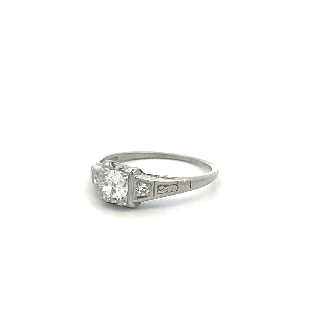 Platinum Engagement Ring with 0.40 Carat Old European Cut Diamonds Size 6.5