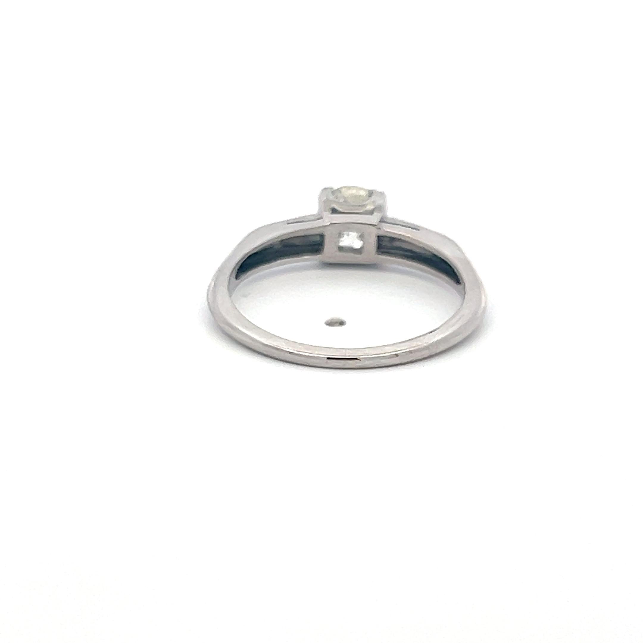Platinum Engagement Ring with 0.70 Carat Old European Cut H-SI Diamond Size 6.25