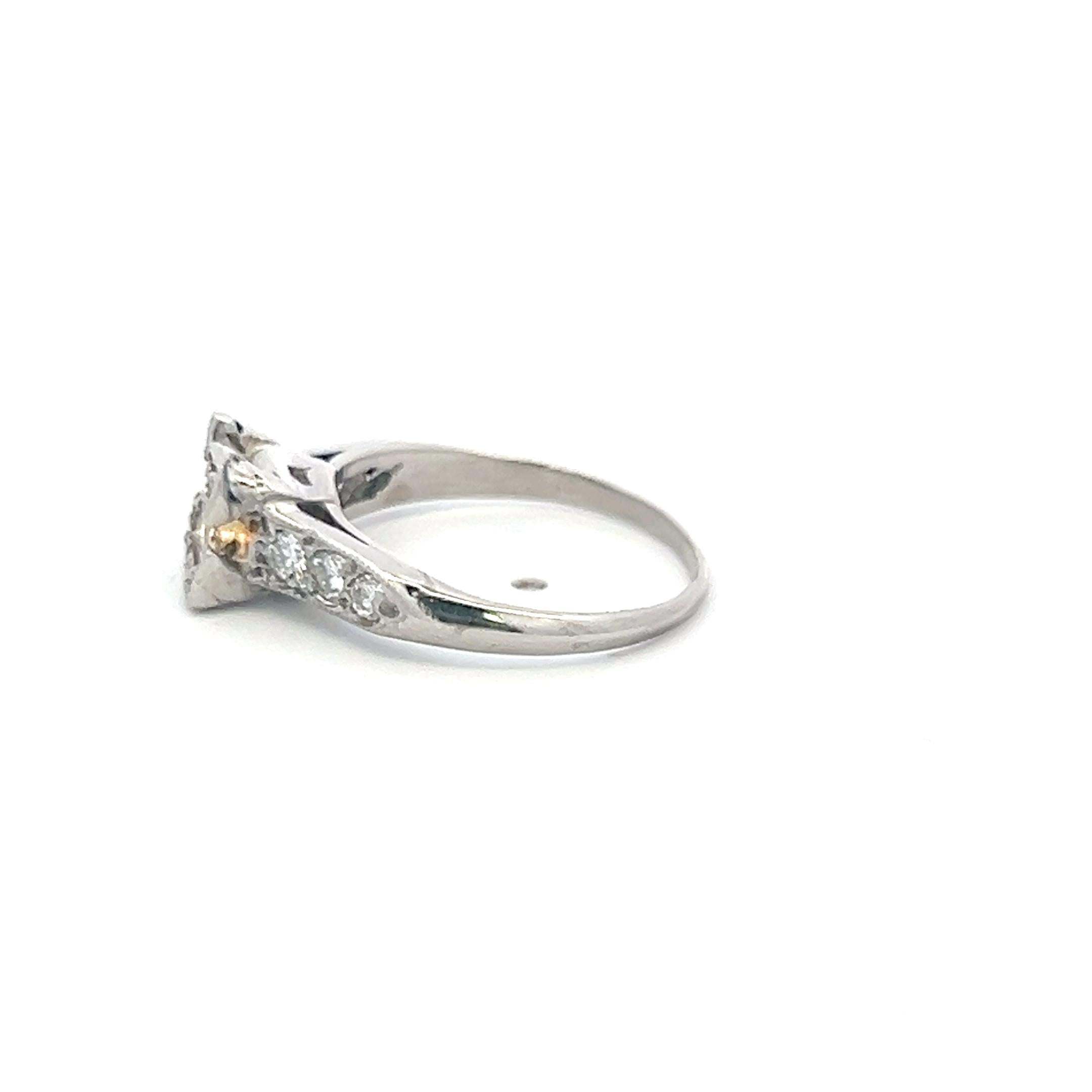 Platinum Semi Mount Ring with 0.18ct Old European Cut Diamond Fits 5.9x6.4mm