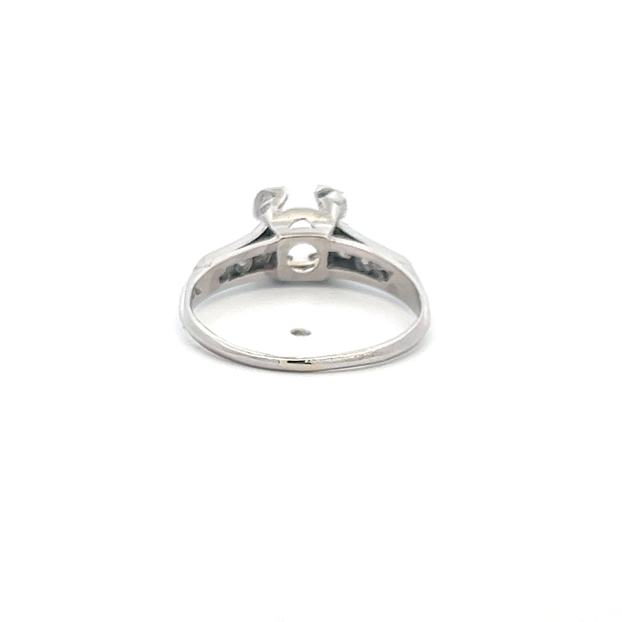Platinum Semi Mount Ring with 0.18ct Old European Cut Diamond Fits 5.9x6.4mm