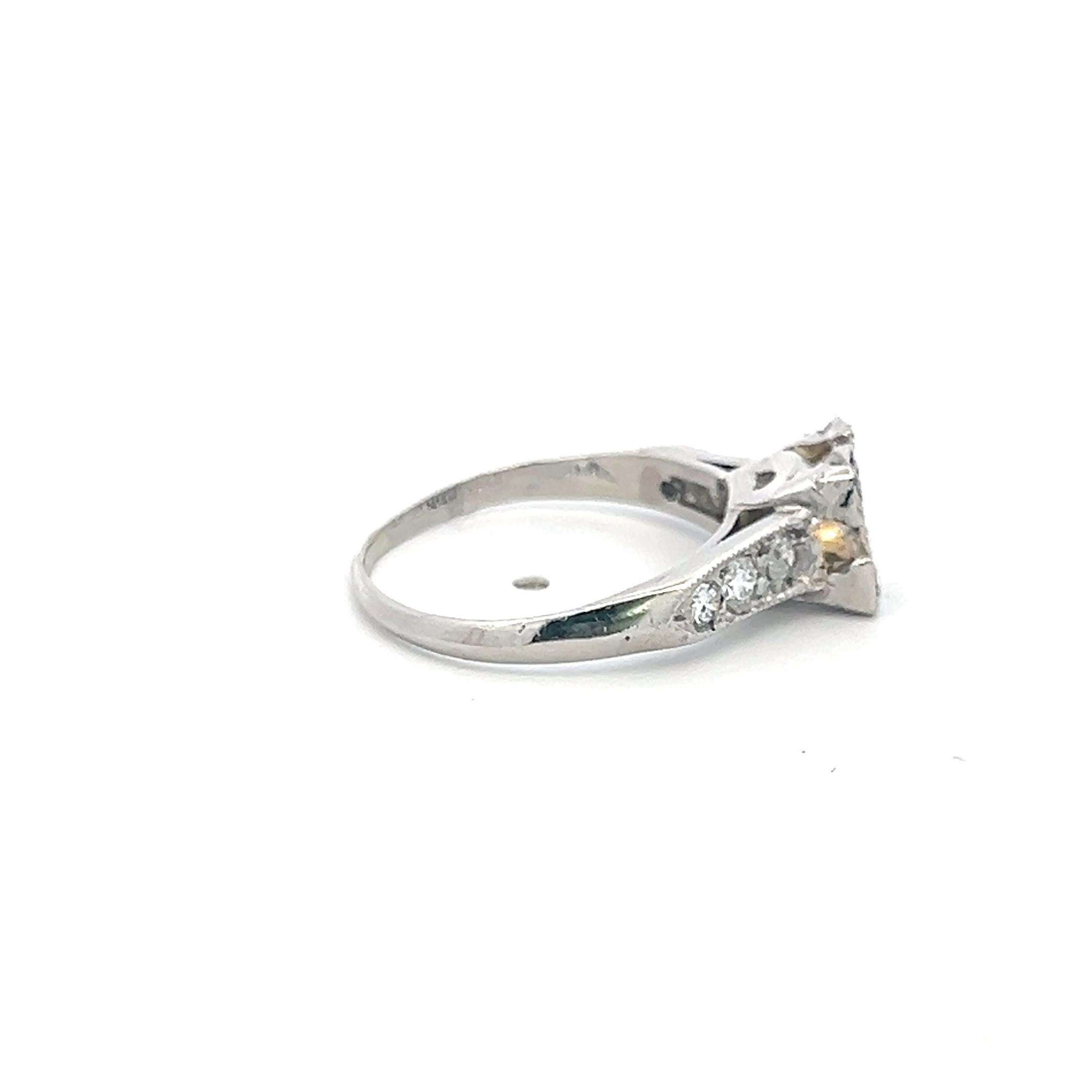 Platinum Semi Mount Ring with 0.18ct Old European Cut Diamond Fits 5.9x6.4mm