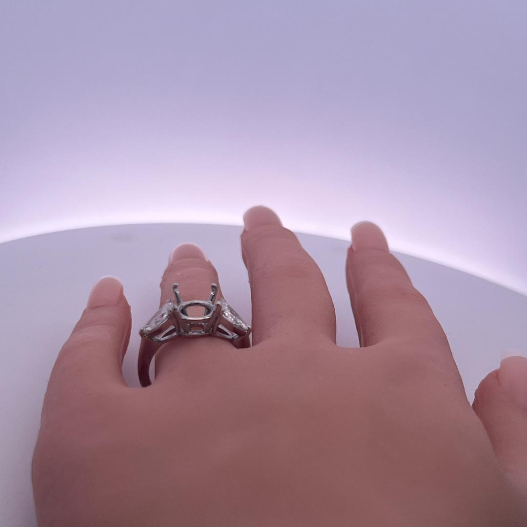Platinum Semi Mount Ring with 1.48 Carat Pear Shaped Diamond Fits 10.04x10.10 MM