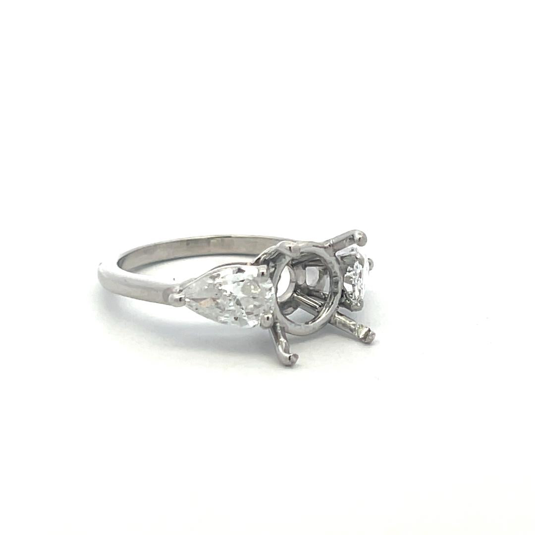 Platinum Semi Mount Ring with 1.48 Carat Pear Shaped Diamond Fits 10.04x10.10 MM