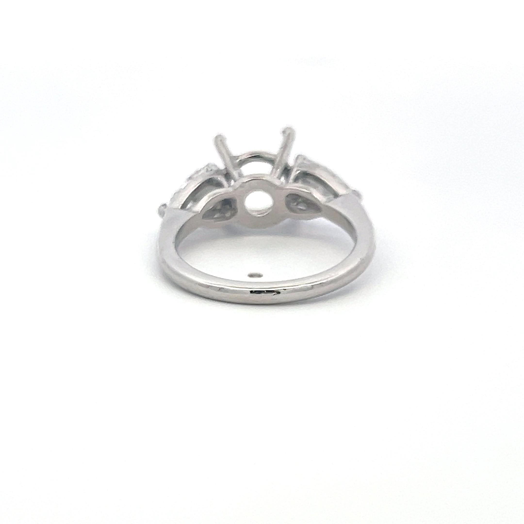 Platinum Semi Mount Ring with 1.48 Carat Pear Shaped Diamond Fits 10.04x10.10 MM