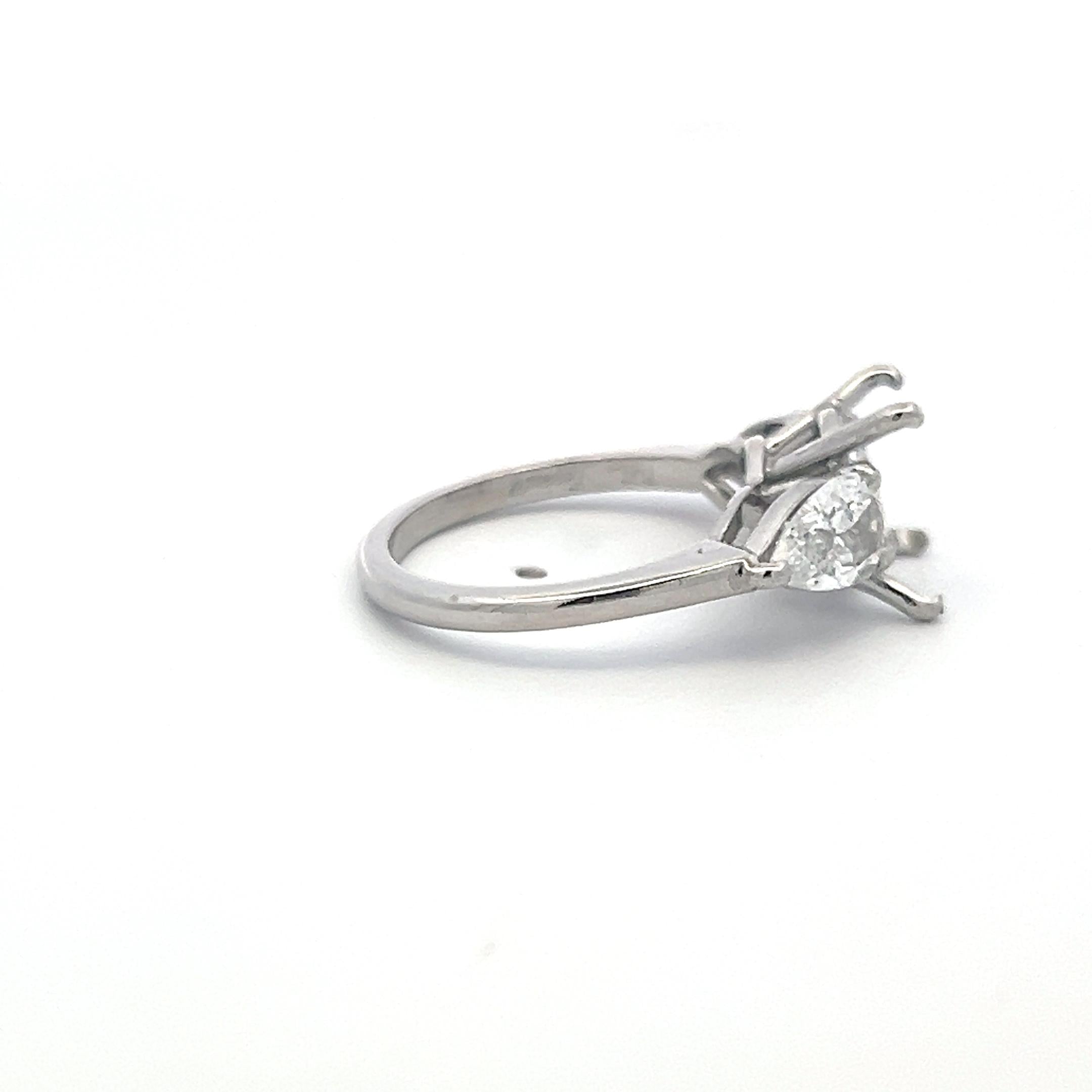 Platinum Semi Mount Ring with 1.48 Carat Pear Shaped Diamond Fits 10.04x10.10 MM