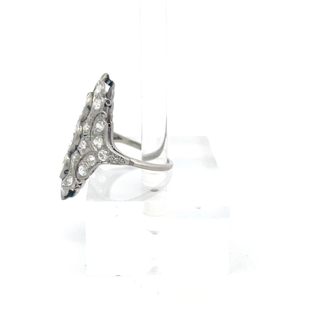 Vintage Platinum Art Deco Ring with 2.80 Carat Old European Cut Diamonds H-I VS