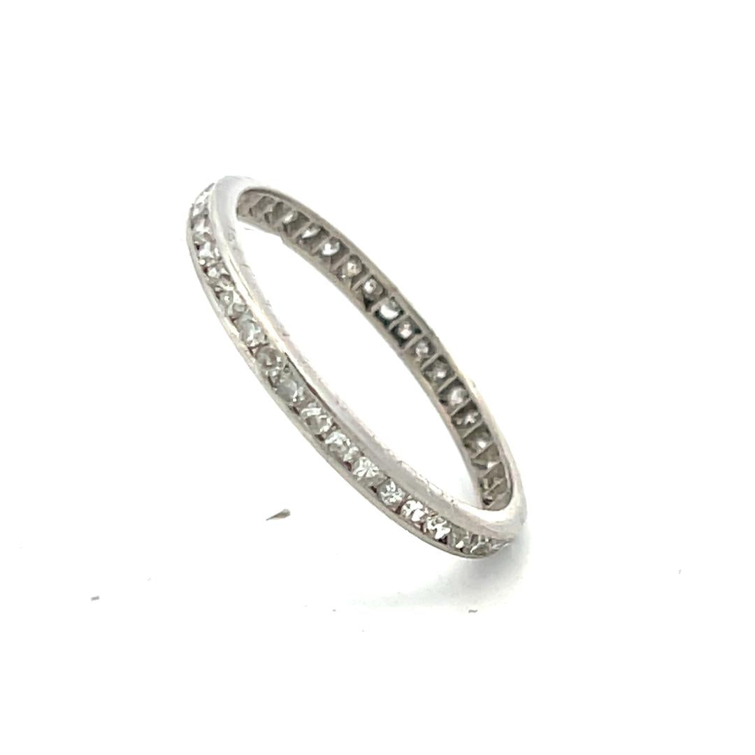 14K White Gold Eternity Band Ring with 0.52 Carat Round I VS Diamonds Size 9.25