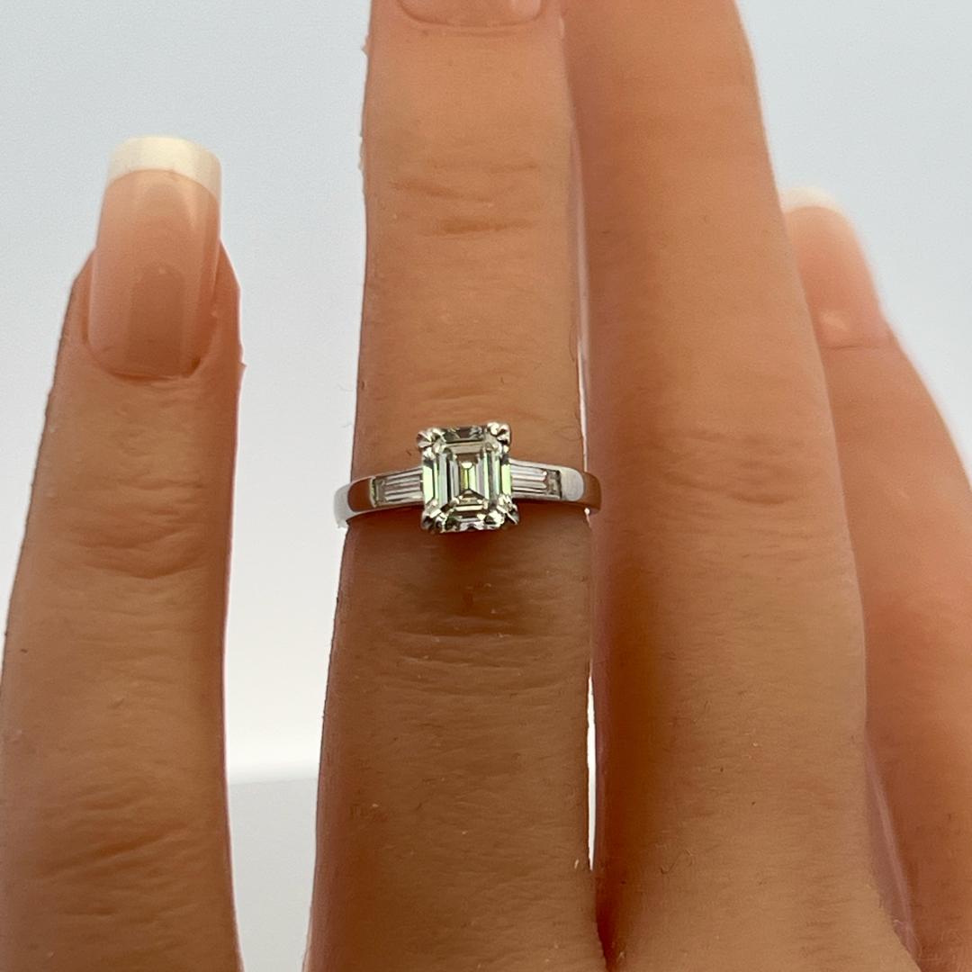 Platinum Engagement Ring with 1.07 Carat Emerald Cut I-VVS2 GIA Diamond