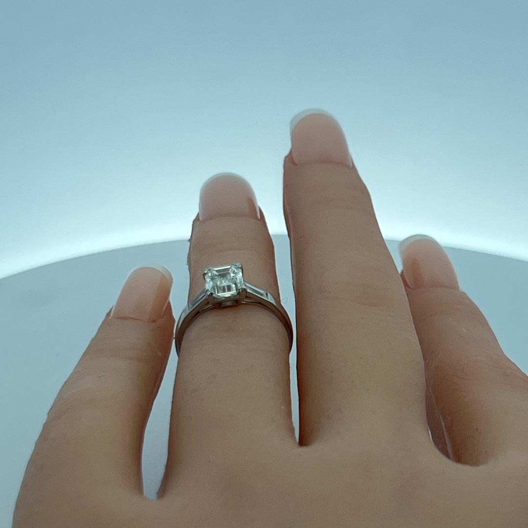 Platinum Engagement Ring with 1.07 Carat Emerald Cut I-VVS2 GIA Diamond