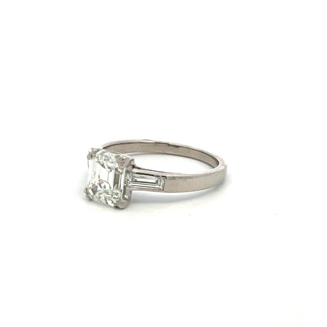 Platinum Engagement Ring with 1.07 Carat Emerald Cut I-VVS2 GIA Diamond