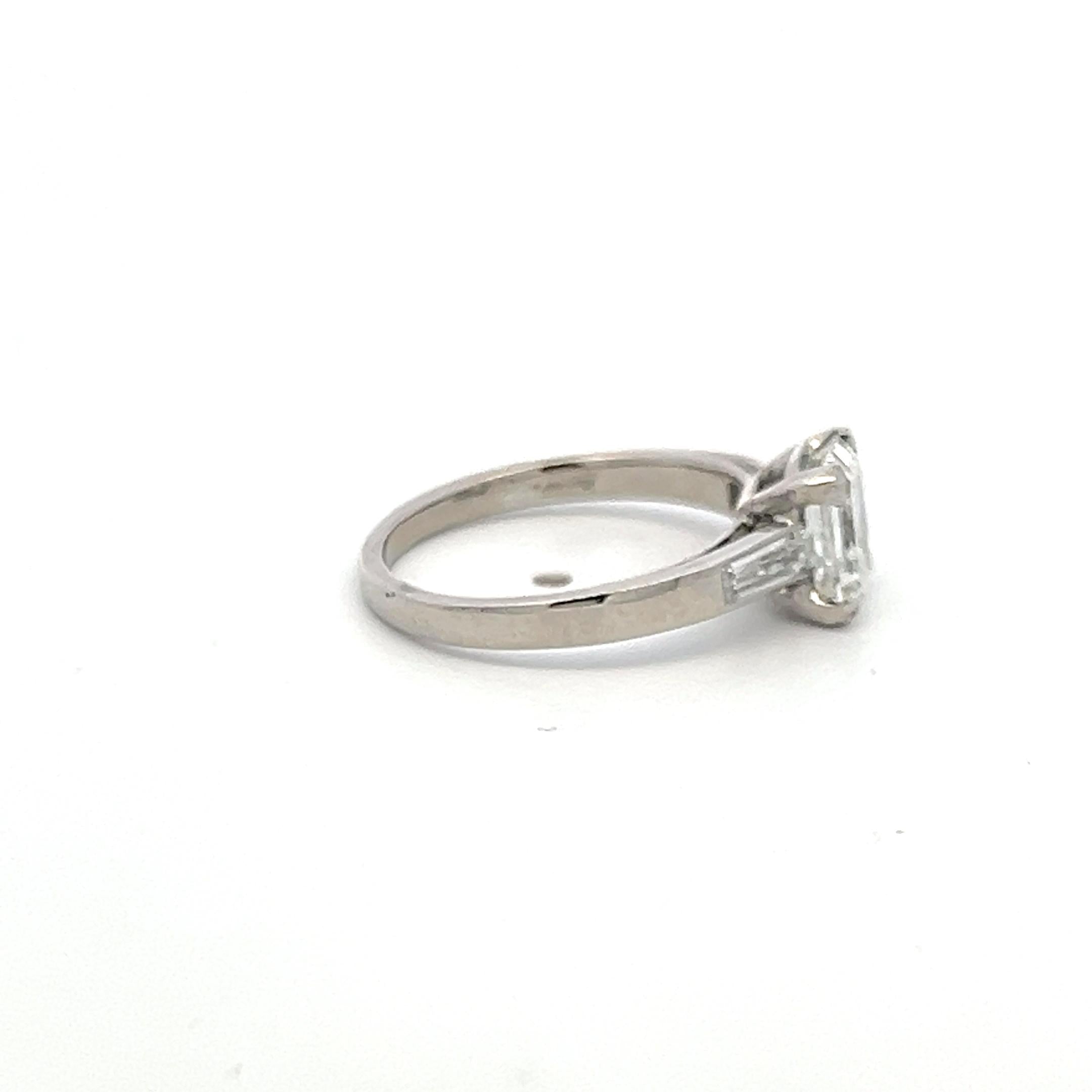 Platinum Engagement Ring with 1.07 Carat Emerald Cut I-VVS2 GIA Diamond