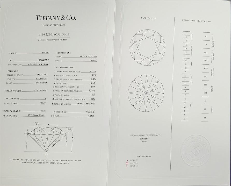Tiffany & Co Platinum Three-Stone Ring with 4.56 Carat Round Diamonds Size 5