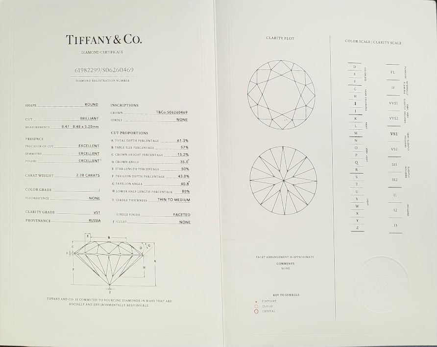Tiffany & Co Platinum Three-Stone Ring with 4.56 Carat Round Diamonds Size 5